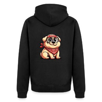 Cool dog with glasses - Unisex Premium Organic Zip Hoodie - black - Back - Nico (187cm)