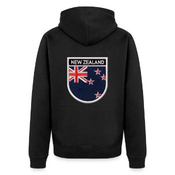 Neuseeland Aotearoa Kiwi 14 - Unisex Premium Bio Zip Hoodie - Schwarz - Hinten - Nico (187cm)