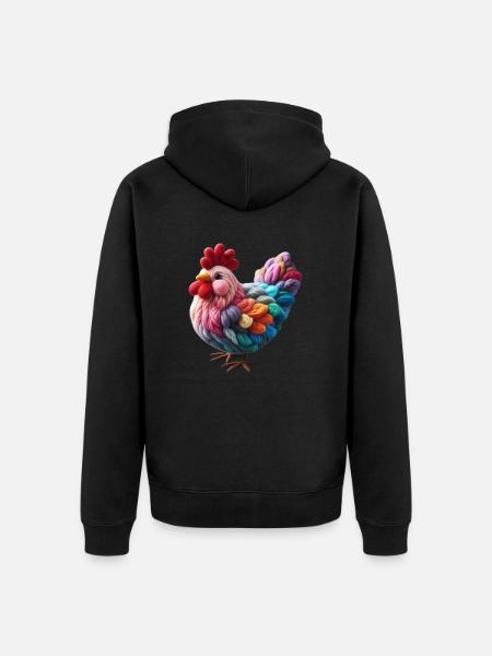 Poule en laine - Veste à capuche bio Premium Unisexe - noir