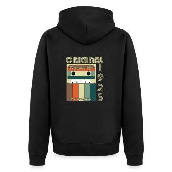Legendäres Jubiläum von 1925 - Unisex Premium Bio Zip Hoodie - Schwarz - Hinten - Nico (187cm)