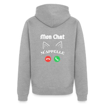 Je n'ai pas le Temp - Mon Chat m'appelle - Veste à capuche bio Premium Unisexe - gris chiné - Dos - Nico (187cm)