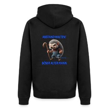 Grandpa Prickly Keep Your Distance Nasty Old Man - Unisex Premium Organic Zip Hoodie - black - Back - Nico (187cm)