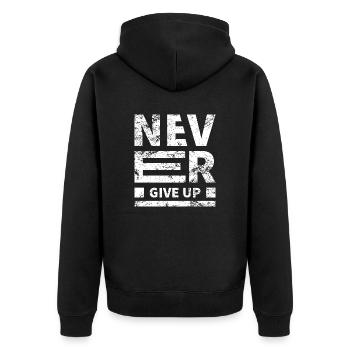 Vintage Never Give Up Grunge Texture - Unisex Premium Organic Zip Hoodie - black - Back - Nico (187cm)