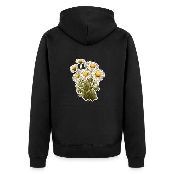 Kamille 7 Blüten - Unisex Premium Bio Zip Hoodie - Schwarz - Hinten - Nico (187cm)
