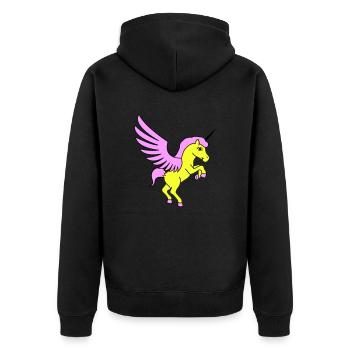 einhorn unicorn - Unisex Premium Bio Zip Hoodie - Schwarz - Hinten - Nico (187cm)