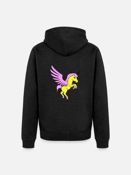 Yksisarvinen yksisarvinen - Premium unisex luomu-huppari vetoketjulla - musta
