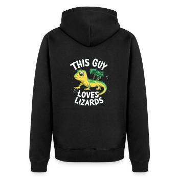 This Guy Loves Lizards - Unisex Premium Bio Zip Hoodie - Schwarz - Hinten - Nico (187cm)