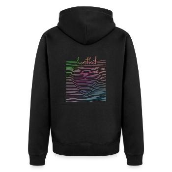 Heartbeat - Unisex Premium Bio Zip Hoodie - Schwarz - Hinten - Nico (187cm)