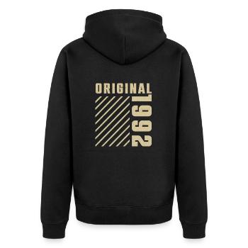 Original 1992 Authentic 1992 Vintage Bursdag - Unisex Premium Organic Zip Hoodie - black - Back - Nico (187cm)