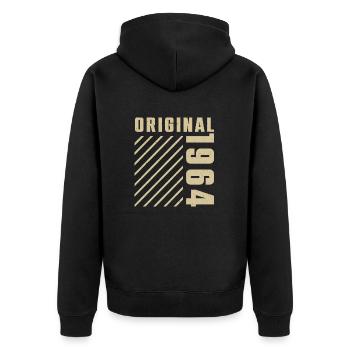 Original 1964 Authentisch 1964 Vintage Bursdag - Unisex Premium Bio Zip Hoodie - Schwarz - Hinten - Nico (187cm)