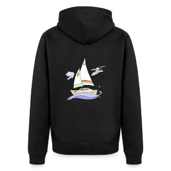 Segelboot - Unisex Premium Bio Zip Hoodie - Schwarz - Hinten - Nico (187cm)