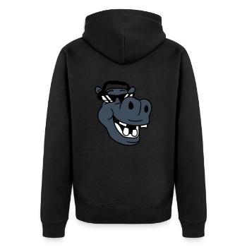Laughing hippo comic face party club music - Unisex Premium Organic Zip Hoodie - black - Back - Nico (187cm)