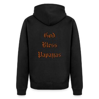 GodBlessPapayas - Unisex Premium Bio Zip Hoodie - Schwarz - Hinten - Nico (187cm)