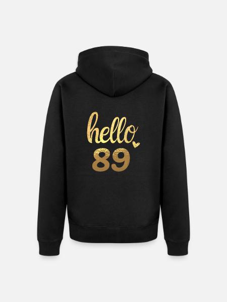 Hello 89 gold - Unisex Premium Organic Zip Hoodie - black