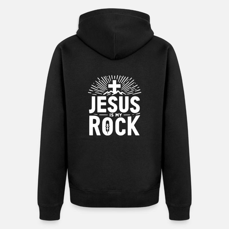 Jésus est mon rocher - Veste à capuche bio Premium Unisexe - noir