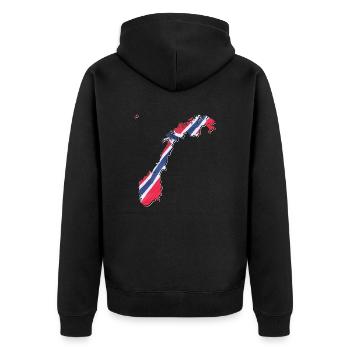 Norway flag in Norway map - Unisex Premium Organic Zip Hoodie - black - Back - Nico (187cm)