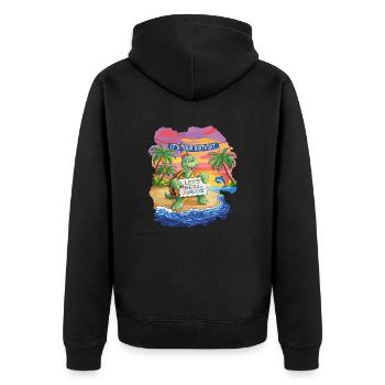 Funny Let's Celebrate Birthday Turtle - Unisex Premium Organic Zip Hoodie - black - Back - Nico (187cm)
