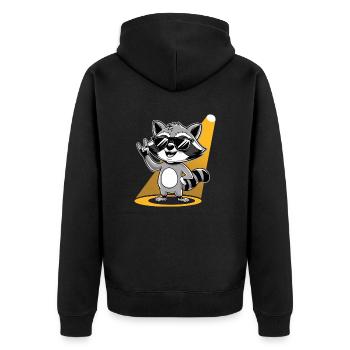 Retro Raccoon Rock Music - Unisex Premium Bio Zip Hoodie - Schwarz - Hinten - Nico (187cm)