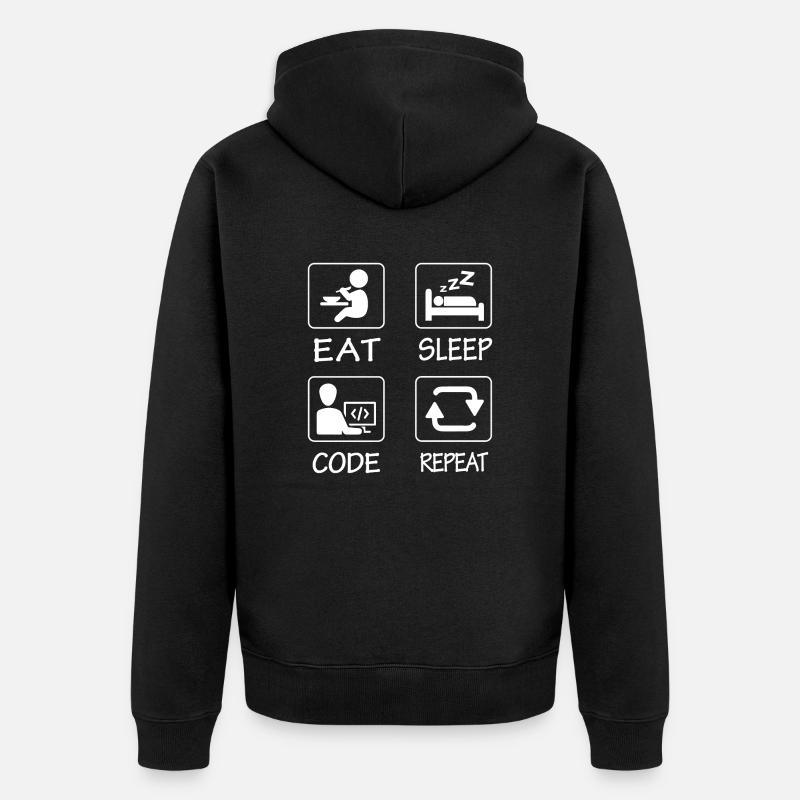 Eat Sleep Code Repeat - Unisex Premium Organic Zip Hoodie - black