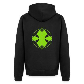 Modernes grünes Logo – natürliche und abstrakte Balance - Unisex Premium Bio Zip Hoodie - Schwarz - Hinten - Nico (187cm)
