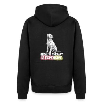 Hunde als beste Therapeuten - Unisex Premium Bio Zip Hoodie - Schwarz - Hinten - Nico (187cm)