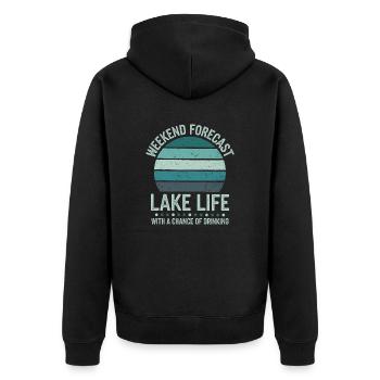 See und Sommerfreude - Unisex Premium Bio Zip Hoodie - Schwarz - Hinten - Nico (187cm)