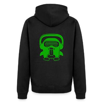 Party DJ Pinguin Kopfhörer Sonnenbrille Frech Cool - Unisex Premium Bio Zip Hoodie - Schwarz - Hinten - Nico (187cm)