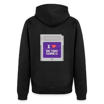 Retro Boy - I love retrogames - Unisex Premium Organic Zip Hoodie - black - Back - Nico (187cm)