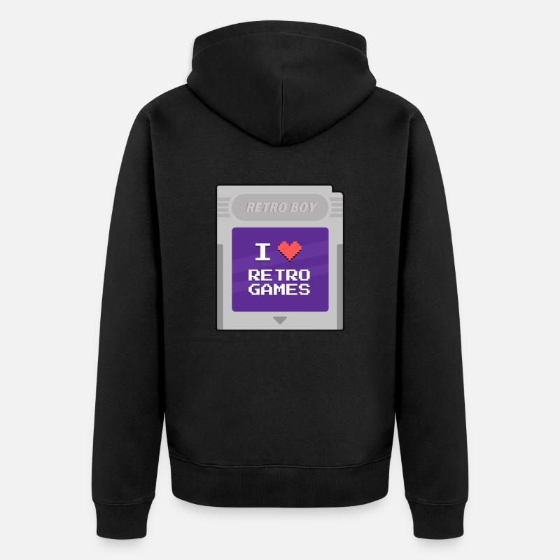 Retro Boy - I love retrogames - Veste à capuche bio Premium Unisexe - noir