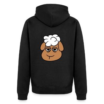 Schaf Müde Gelangweilt Leerer Blick Kopf Gesicht - Unisex Premium Bio Zip Hoodie - Schwarz - Hinten - Nico (187cm)