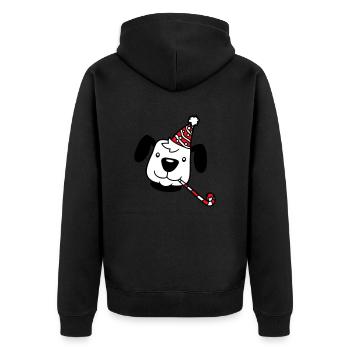 Hund Geburtstag Silvester Party Hut Feiern Tröte - Unisex Premium Bio Zip Hoodie - Schwarz - Hinten - Nico (187cm)