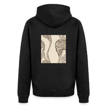 Abstraktes organisches Muster - Unisex Premium Bio Zip Hoodie - Schwarz - Hinten - Nico (187cm)