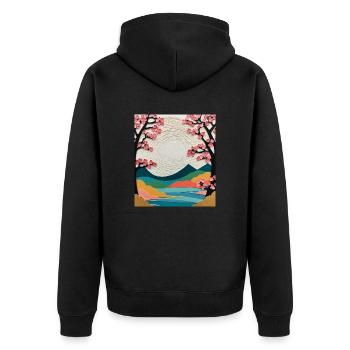 Landscape with flowering trees - Unisex Premium Organic Zip Hoodie - black - Back - Nico (187cm)