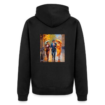 A walk in the rain - Unisex Premium Organic Zip Hoodie - black - Back - Nico (187cm)