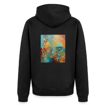 Abstract composition with leaves and circles - Unisex Premium Organic Zip Hoodie - black - Back - Nico (187cm)