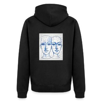 Technical sketch of the head - Unisex Premium Organic Zip Hoodie - black - Back - Nico (187cm)