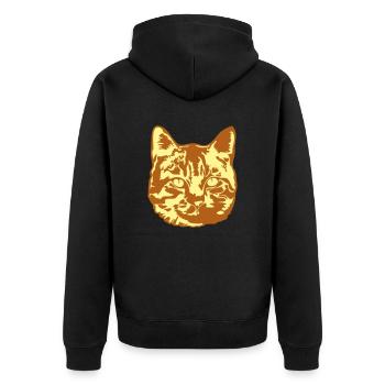 Katze Realistisch Haustier Süß Niedlich Kätzchen - Unisex Premium Bio Zip Hoodie - Schwarz - Hinten - Nico (187cm)