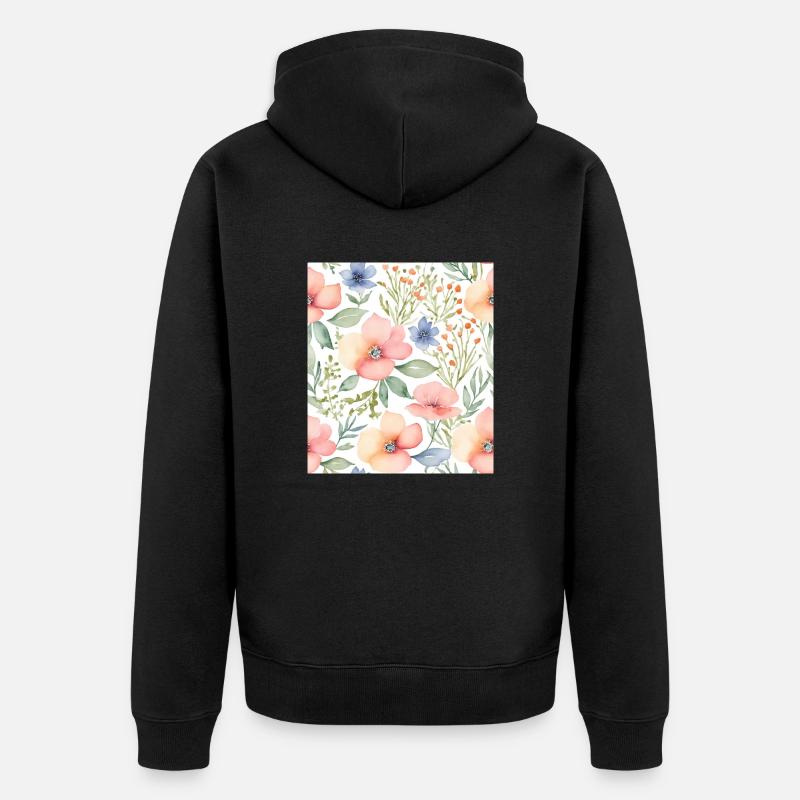 Fleurs aquarelle - Veste à capuche bio Premium Unisexe - noir