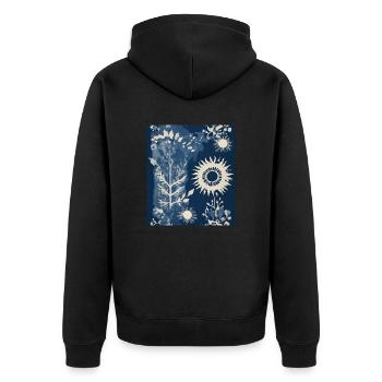 Composition végétale abstraite - Veste à capuche bio Premium Unisexe - noir - Dos - Nico (187cm)