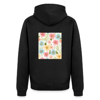Floral pattern - Unisex Premium Organic Zip Hoodie - black - Back - Nico (187cm)