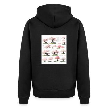 Illustrations of cherry trees - Unisex Premium Organic Zip Hoodie - black - Back - Nico (187cm)