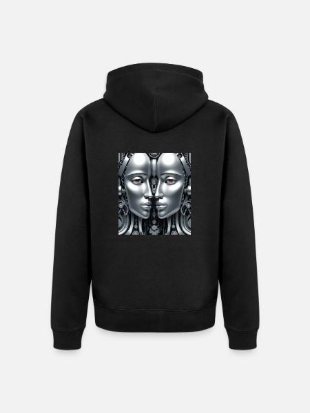 Robotic Mechanical Face - Unisex Premium Organic Zip Hoodie - black