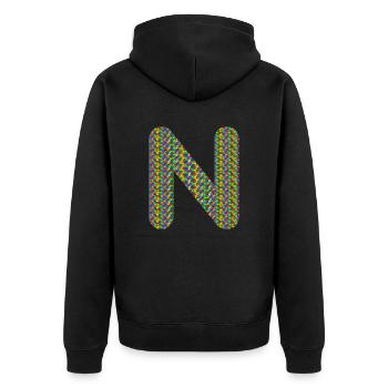 Buntes Herz N Design – Einzigartig & Stylisch! - Unisex Premium Bio Zip Hoodie - Schwarz - Hinten - Nico (187cm)