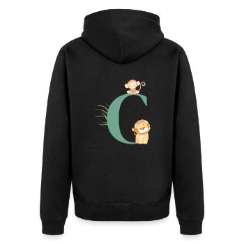 Letter c green jungle animals - Unisex Premium Organic Zip Hoodie - black - Back - Nico (187cm)