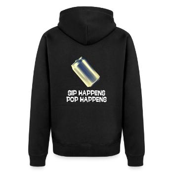 Sip Happens, Pop Happens - Unisex Premium Organic Zip Hoodie - black - Back - Nico (187cm)