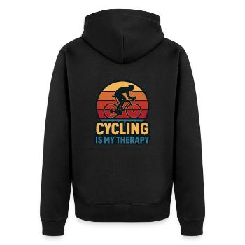 Cycling Is My Therapy – Retro Design - Unisex Premium Organic Zip Hoodie - black - Back - Nico (187cm)