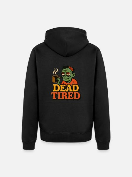 Dead Tired Coffee Zombie - Unisex Premium Organic Zip Hoodie - black