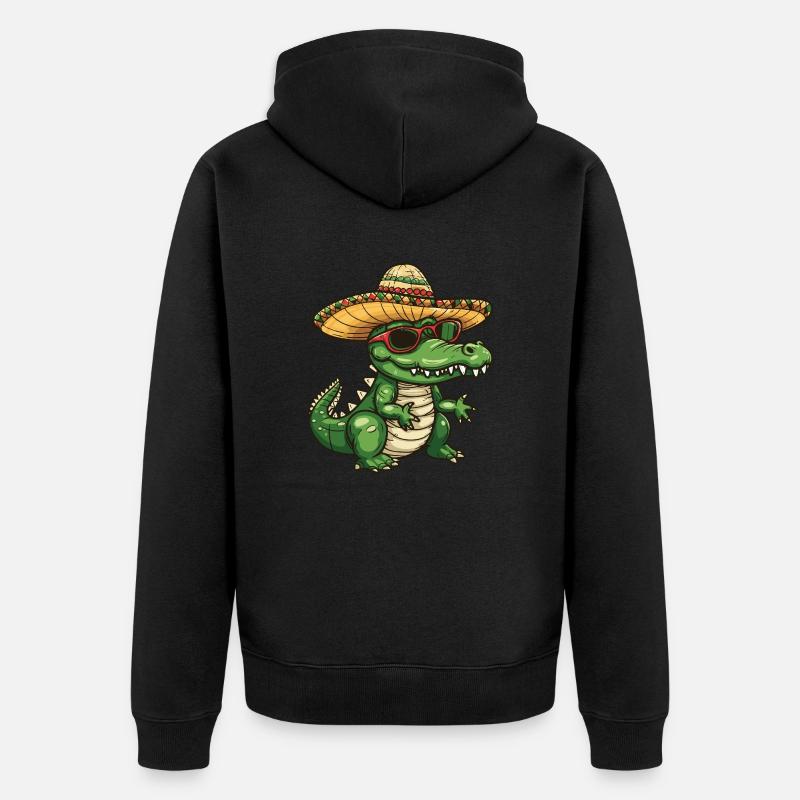 Alligator Drôle Sombrero - Veste à capuche bio Premium Unisexe - noir