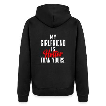 My Girlfriend is Hotter Than Yours. - Unisex Premium Organic Zip Hoodie - black - Back - Nico (187cm)