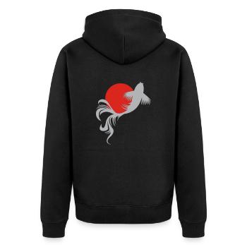 Roi der Koi-Karpfen - Unisex Premium Bio Zip Hoodie - Schwarz - Hinten - Nico (187cm)